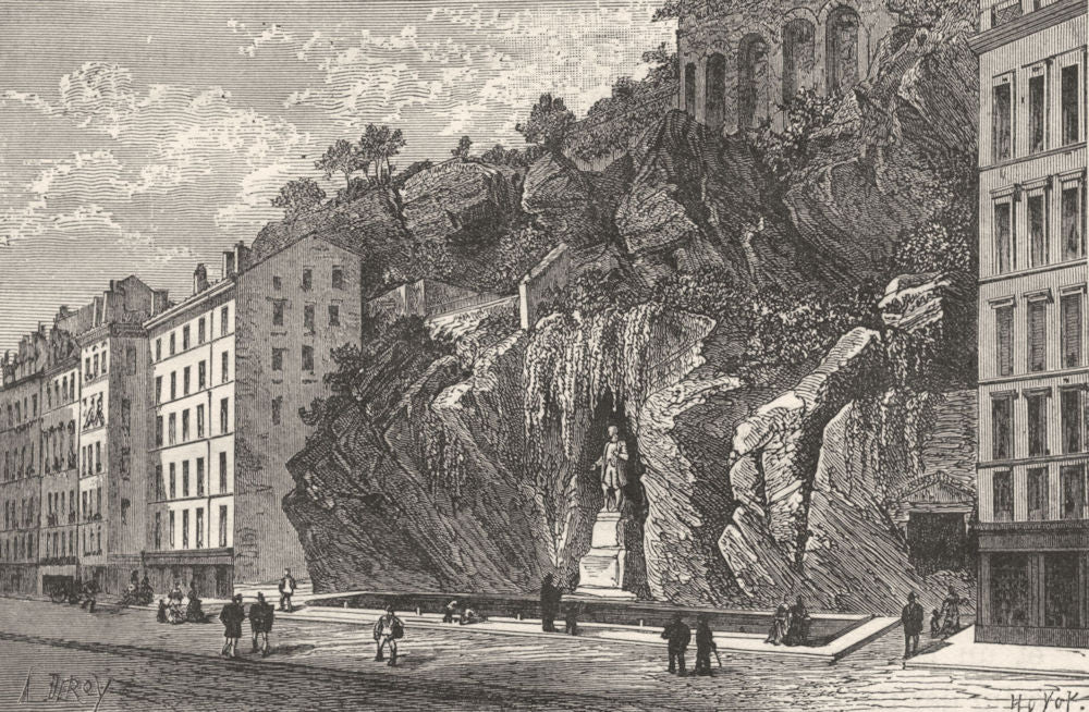 RHÔNE. Lyon. L'homme de la Roche 1880 old antique vintage print picture